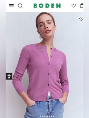 💐 NWT Boden PINK Eva Cashmere Crew Cardigan